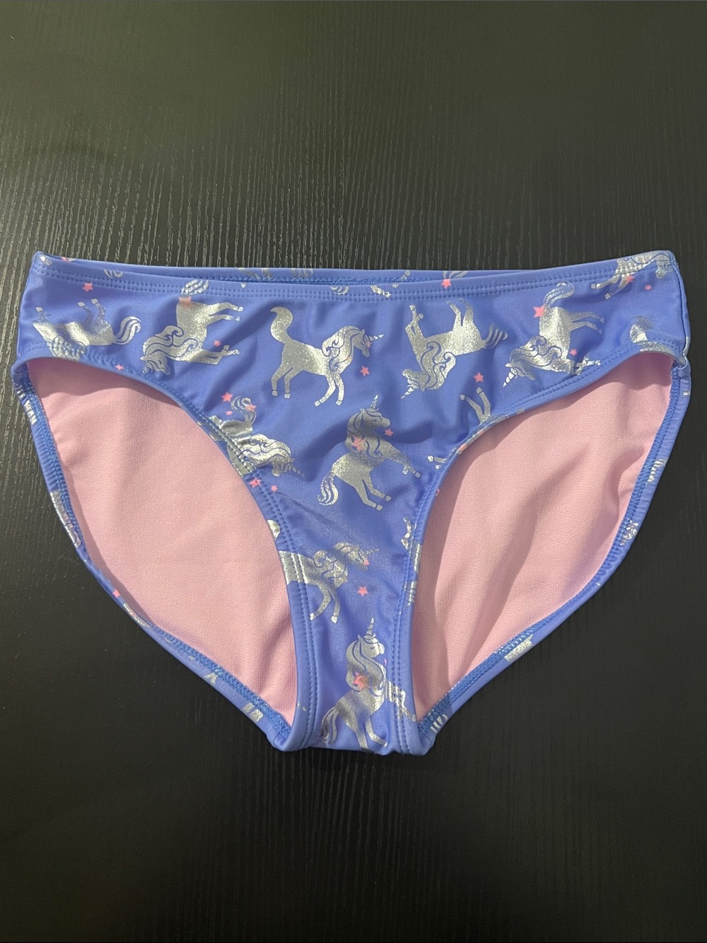 Cat & Jack Purple Bikini Bottoms with Pink Lining and Silver Unicorns